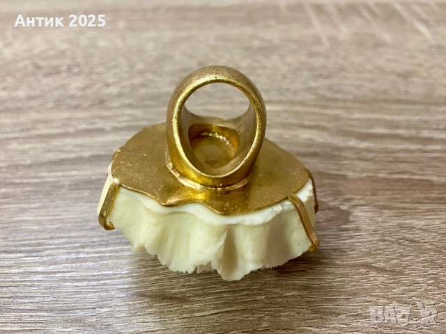 Обемист пръстен с голямо цвете карамфил, метал, размер 16, снимка 4 - Пръстени - 52856248