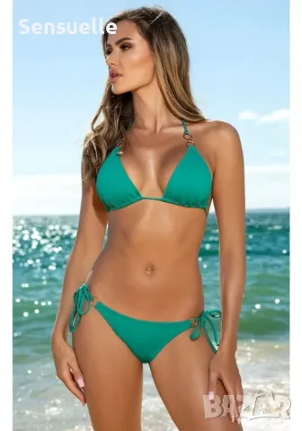 Бански костюм от две части в зелен цвят , снимка 1