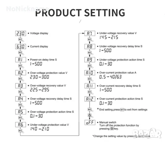 TOMZN 63A Монофазна токова защита, Защитно устройство за пренапрежение, свръхток, протекторно реле, снимка 12 - Друга електроника - 43923452