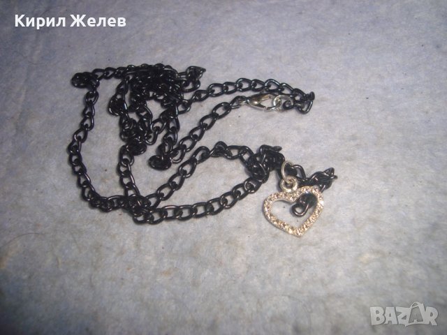 ПОСРЕБРЕНО КРИСТАЛНО СЪРЧИЦЕ АРТ МЕДАЛЬОН КОЛИЕ с ВЕРИЖКА 30152