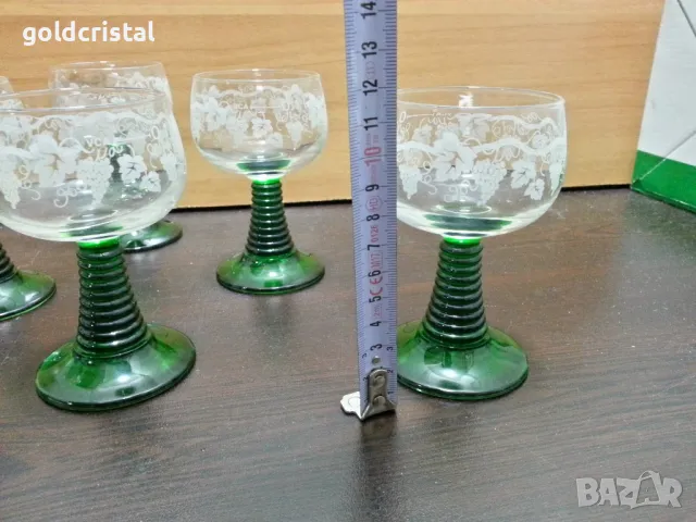 ретро стъклени чаши зелено столче , снимка 3 - Антикварни и старинни предмети - 48936608