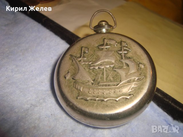 МОЛНИЯ с ПЛАТНОХОД КОРАБЧЕ Стар РУСКИ МЕХАНИЧЕН ДЖОБЕН ЧАСОВНИК СДЕЛАНО в СССР РАБОТЕЩ 28164, снимка 10 - Джобни - 37349367