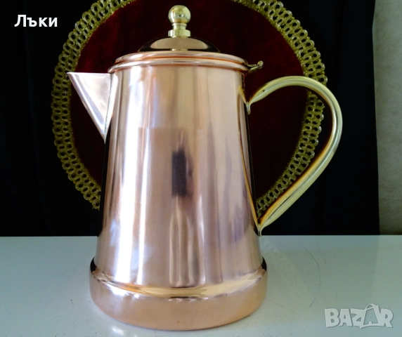 Медна кана с капак,меден чайник,чиста червена мед,печат. , снимка 7 - Антикварни и старинни предмети - 54160253