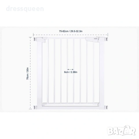 4503 Предпазна решетка за бебета и деца – Височина 76 см, Сигурно заключване, Без пробиване, снимка 2 - Други стоки за дома - 53876337