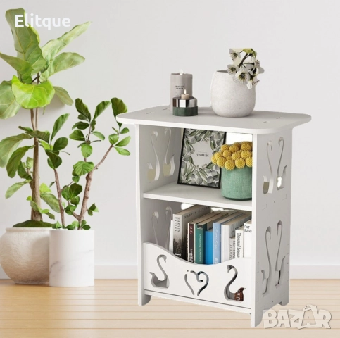 Компактна бяла PVC маса с декоративни изрязани орнаменти и три нива за съхранение, снимка 5 - Други стоки за дома - 52684555