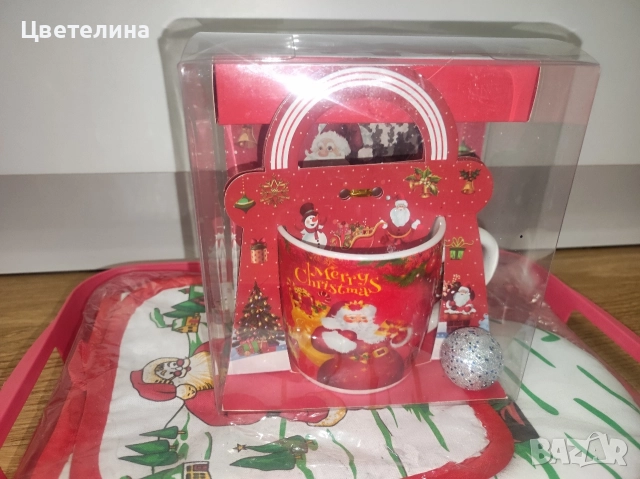 Коледен сет от поднос,чаша и кухненска ръкавица с ръкохватка 28.99 лв., снимка 5 - Декорация за дома - 52708653