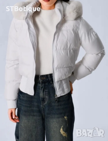 🧥 Дамско елегантно зимно яке с плюшена качулка – STBoutique ❄️ , снимка 16 - Якета - 52207471