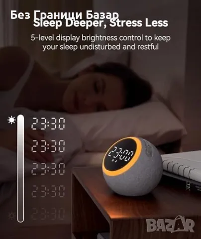 Нов уред Бял шум, будилник, нощна лампа – 25 звука, 7 мелодии за стая, снимка 4 - Други стоки за дома - 49484008