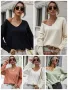 Дамски широк пуловер с маншети и копчета, 5цвята , снимка 1