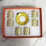 Hermes Soleil d'Hermès оригинален комплект 6 чаши за кафе и 6 купи, снимка 1