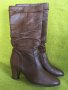 Кафяви ботуши с ток естествена кожа подплата  37, снимка 6