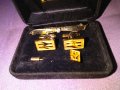 Tie Rack plated -маркови позлатени ръкавели бутонели копчета за риза и игли два броя за вратовързка , снимка 2