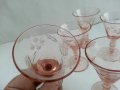 Антикварни чашки  за ракия цветно розово стъкло, снимка 8