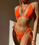 Оранжев бански с халки , снимка 1 - Бански костюми - 40689398