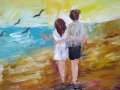 Влюбени, рисувана картина с маслени бои върху платно на подрамка , снимка 1 - Картини - 39311368