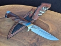 Ръчно изработен ловен нож дамаска стомана с кожена кания LN432, снимка 1