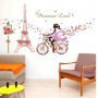 момиче с колело Париж Айфелова кула Parisian Love стикер лепенка за стена и мебел, снимка 2