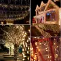 LED завеса „Висулки“ 10 м с 400 топло бели LED светлини, 8 режима и таймер, IP44, снимка 6