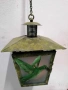Оригинален декоративен фенер с метална конструкция и стъклени панели, ръчно рисувани с мотив колибри, снимка 2