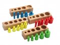 НАМАЛЕНИЯ ! Монтесори Дървени цветни цилиндри - теглилки с дръжки 4в1, снимка 3