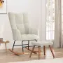 vidaXL Люлеещ се стол с табуретка, кремавобял, кадифе, снимка 2