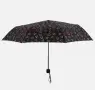 Сгъваем ръчен чадър за дъжд Черен с цветни сърца 30cm, снимка 2