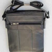 Мъжка  кафява кожена чанта с капак от телешки бокс черно, дъб  и  тик, снимка 9 - Чанти - 38999742