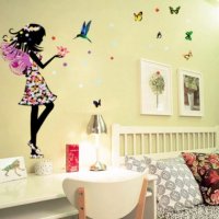 Черно момиче пеперуда колибри самозалепващ стикер лепенка за стена и мебел , снимка 3 - Декорация за дома - 30767330