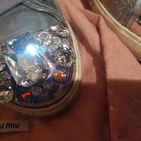 Miu Miu Silver Crystal Swarovski Leather Sneakers, снимка 14 - Дамски ежедневни обувки - 26638146