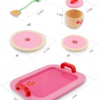 Чаено парти - Дървен детски комплект за симулации с поднос, чай и кексове, снимка 9 - Образователни игри - 36633848