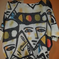 Тънка плетена блуза, оригинален дизайн, снимка 1 - Блузи с дълъг ръкав и пуловери - 30531368