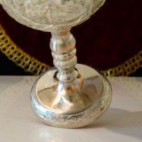 Посребрена чаша с позлата,релефни лози. , снимка 5 - Антикварни и старинни предмети - 37716586