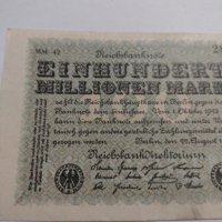 Райх банкнота - Германия - 100 Милиона марки / 1923 година - 17946, снимка 3 - Нумизматика и бонистика - 31034572