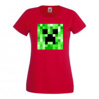 Дамска тениска Creeper Face 2 майнкрафт Minecraft,Игра,Забавление,подарък,Изненада,Рожден Ден., снимка 5 - Тениски - 36520628