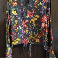 Кокетна цветна блуза със завързване отпред  , снимка 4 - Ризи - 40620975