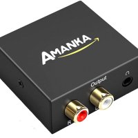 AMANKA 192Khz DAC цифров към аналогов аудио конвертор, алуминиев, оптичен към RCA конвертор, Spdif/, снимка 1 - Други - 40405778
