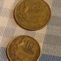 Две монети 10 франка 1951г. / 20 франка 1951г. Франция редки за КОЛЕКЦИОНЕРИ 34832, снимка 9 - Нумизматика и бонистика - 44322758