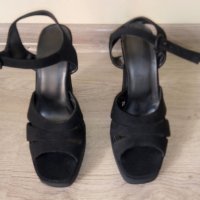 Елегантни официални дамски черни сандали на висок ток, снимка 2 - Дамски обувки на ток - 42272733
