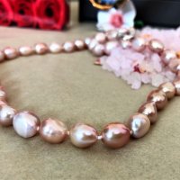 Колие  барокови перли с уникален прасковен цвят, снимка 4 - Подаръци за жени - 28181012