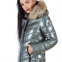 Зимно дамско яке – 4117 качулка с естествен пух от лисица, снимка 12 - Якета - 38268654