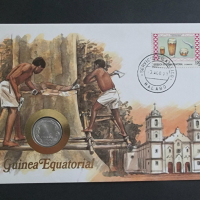 Екваториална Гвинея. Африка. 1 франка. 1974 година. Чисто нов. Нумизматичен плик ., снимка 1 - Нумизматика и бонистика - 44508824