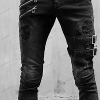 Мъжки модни тесни дънки със средна талия, 3цвята - 024, снимка 3 - Дънки - 42115730