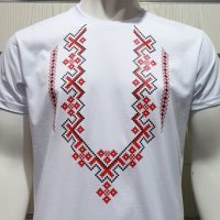 Нова мъжка бяла тениска с трансферен печат Шевица, Етно мотив, България, снимка 6 - Тениски - 31329081