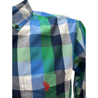Мъжка риза U.S.POLO размер M шарено каре, снимка 2 - Ризи - 44569661