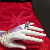 Уникален сребърен пръстен с аметист- 2.83 грама - проба 925, снимка 1 - Антикварни и старинни предмети - 40800846