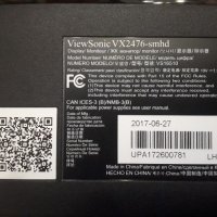 ViewSonic VX2476-SMHD за части, снимка 3 - Монитори - 37251897
