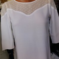 Бяла блуза/риза с дантела и 7/8 дължина на ръкава , снимка 3 - Ризи - 37945390