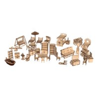 Дървен сглобяем комплект, Мебели за кукли, 346 части (270155) , снимка 1 - Конструктори - 39924634