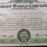 Сертификат за 2 акции (САЩ) | Stewart-Warner Corporation | 1958г., снимка 3 - Други ценни предмети - 29273421