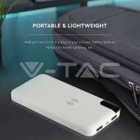 Външна Батерия Безжично Зареждане Дисплей Бял цвят V-TAC - 8000 mAh , снимка 6 - Оригинални батерии - 40335840